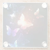 夜白熱［赤熱］光を放つ蝶 ガラスコースター (裏面)