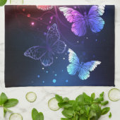 夜白熱［赤熱］光を放つ蝶 キッチンタオル (折り畳み)