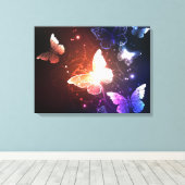 夜白熱［赤熱］光を放つ蝶 キャンバスプリント (インサイチュ (ウッドフロア))