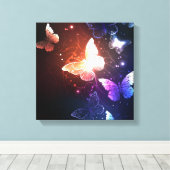 夜白熱［赤熱］光を放つ蝶 キャンバスプリント (インサイチュ (ウッドフロア))