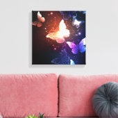 夜白熱［赤熱］光を放つ蝶 キャンバスプリント (インサイチュ (リビング))