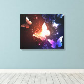 夜白熱［赤熱］光を放つ蝶 キャンバスプリント (インサイチュ (ウッドフロア))