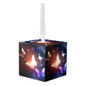 夜白熱［赤熱］光を放つ蝶 キューブオーナメント (裏面アングル)