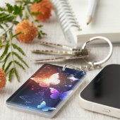 夜白熱［赤熱］光を放つ蝶 キーホルダー (正面右)