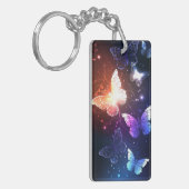 夜白熱［赤熱］光を放つ蝶 キーホルダー (正面左)