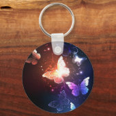夜白熱［赤熱］光を放つ蝶 キーホルダー (正面)