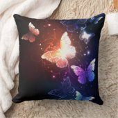 夜白熱［赤熱］光を放つ蝶 クッション (ブランケット)