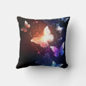 夜白熱［赤熱］光を放つ蝶 クッション (裏面)