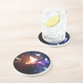 夜白熱［赤熱］光を放つ蝶 コースター (側面)