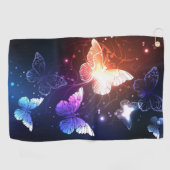 夜白熱［赤熱］光を放つ蝶 ゴルフタオル (横)