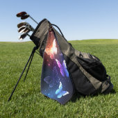 夜白熱［赤熱］光を放つ蝶 ゴルフタオル (グリーン)