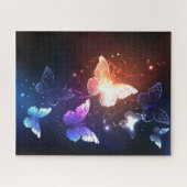 夜白熱［赤熱］光を放つ蝶 ジグソーパズル (横)