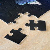 夜白熱［赤熱］光を放つ蝶 ジグソーパズル (側面)