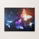 夜白熱［赤熱］光を放つ蝶 ジグソーパズル (横)