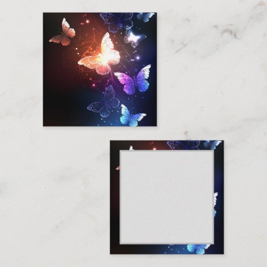 夜白熱［赤熱］光を放つ蝶 スクエア名刺 (正面/裏面)