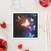 夜白熱［赤熱］光を放つ蝶 スタンダードカクテルナプキン (インサイチュ)