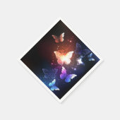 夜白熱［赤熱］光を放つ蝶 スタンダードカクテルナプキン (角)