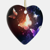 夜白熱［赤熱］光を放つ蝶 セラミックオーナメント (右)