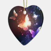 夜白熱［赤熱］光を放つ蝶 セラミックオーナメント (左)