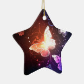 夜白熱［赤熱］光を放つ蝶 セラミックオーナメント (右)