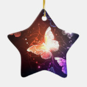 夜白熱［赤熱］光を放つ蝶 セラミックオーナメント (裏面)