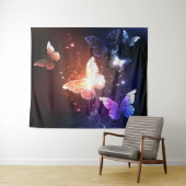 夜白熱［赤熱］光を放つ蝶 タペストリー (インサイチュ(横))