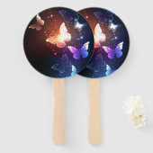 夜白熱［赤熱］光を放つ蝶 ハンドファン (正面&裏面)