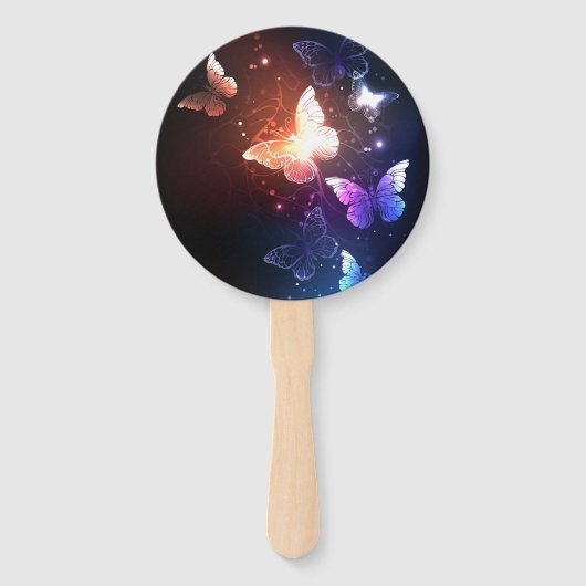 夜白熱［赤熱］光を放つ蝶 ハンドファン (正面)