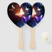 夜白熱［赤熱］光を放つ蝶 ハンドファン (正面&裏面)