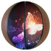 夜白熱［赤熱］光を放つ蝶 バスケットボール (縦)