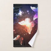 夜白熱［赤熱］光を放つ蝶 バスタオルセット (ハンドタオル)