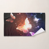 夜白熱［赤熱］光を放つ蝶 バスタオルセット (ハンドタオル)