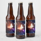 夜白熱［赤熱］光を放つ蝶 ビールラベル (ボトル)