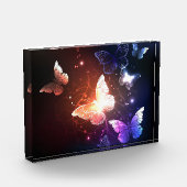 夜白熱［赤熱］光を放つ蝶 フォトブロック (左)