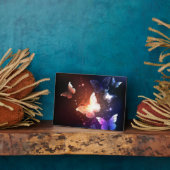 夜白熱［赤熱］光を放つ蝶 フォトプラーク (側面)