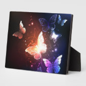 夜白熱［赤熱］光を放つ蝶 フォトプラーク (側面)