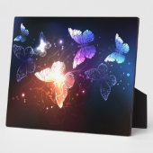 夜白熱［赤熱］光を放つ蝶 フォトプラーク (側面)