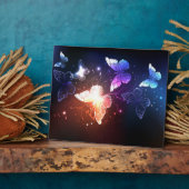 夜白熱［赤熱］光を放つ蝶 フォトプラーク (側面)