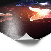 夜白熱［赤熱］光を放つ蝶 フォトプリント            (角)