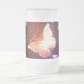 夜白熱［赤熱］光を放つ蝶 フロストグラスビールジョッキ (中央)