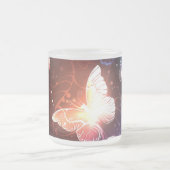 夜白熱［赤熱］光を放つ蝶 フロストグラスマグカップ (中央)