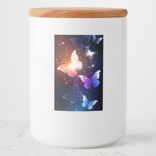 夜白熱［赤熱］光を放つ蝶 フードラベル (正面)