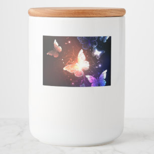 夜白熱［赤熱］光を放つ蝶 フードラベル