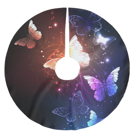 夜白熱［赤熱］光を放つ蝶 ブラッシュドポリエステルツリースカート (正面)