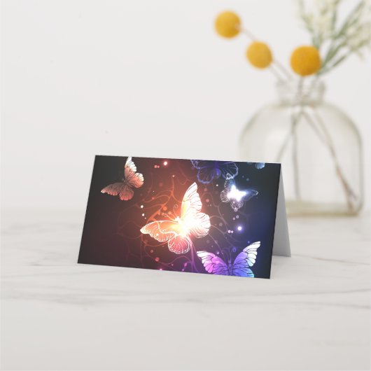夜白熱［赤熱］光を放つ蝶 プレイスカード (正面)