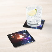 夜白熱［赤熱］光を放つ蝶 ペーパーコースター (インサイチュ)