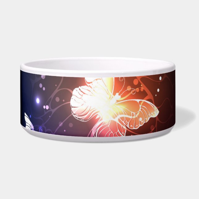 夜白熱［赤熱］光を放つ蝶 ボウル (左)