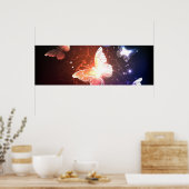 夜白熱［赤熱］光を放つ蝶 ポスター (キッチン)