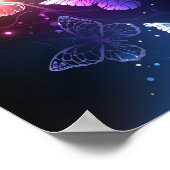 夜白熱［赤熱］光を放つ蝶 ポスター (角)