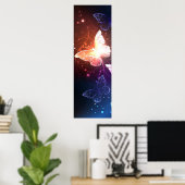 夜白熱［赤熱］光を放つ蝶 ポスター (ホームオフィス)